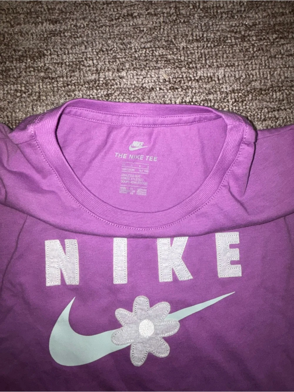 Nike Purple Short Sleeve Tee Crop with White Logo